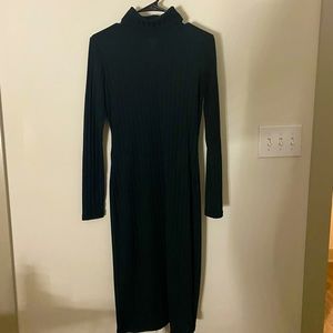 Emerald green sweater midi dress